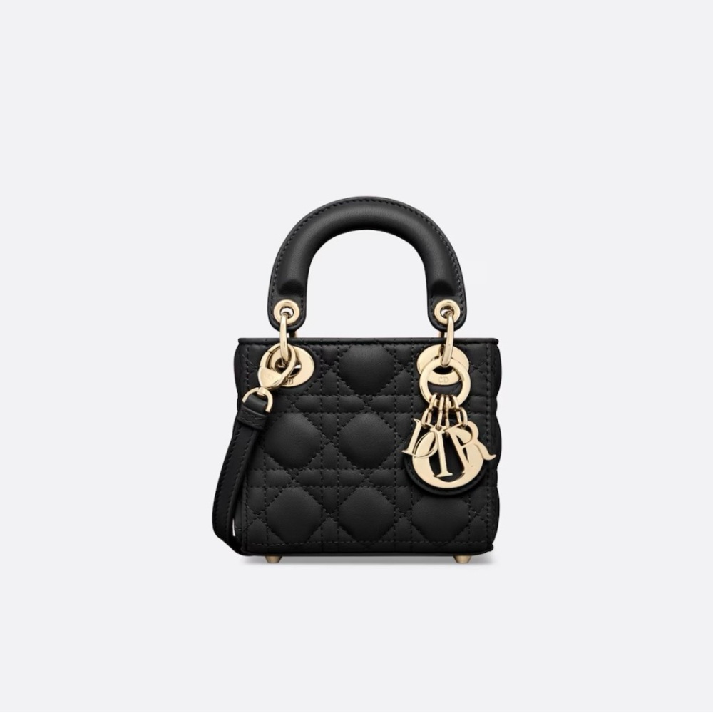 Christian Dior Lady Dior Micro in Black Gold Hardware